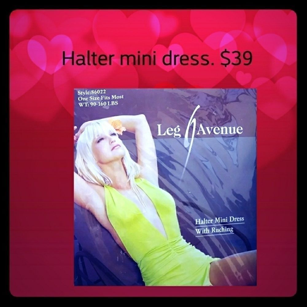 Lime green halter mini dress